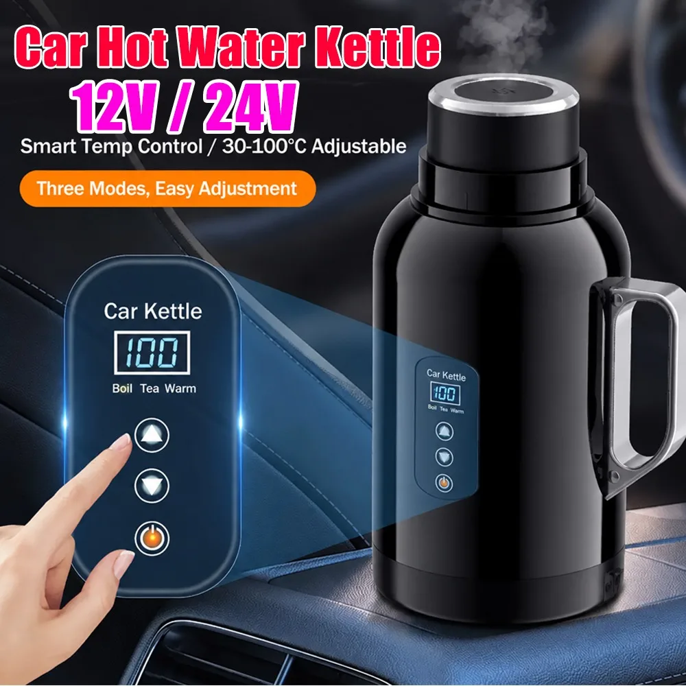 Fast Heating Stainless Steel 12V 24V Car Kettle Universal Heating Insulation 2 in 1 Truck Electric Water Heater Cup Thermos
