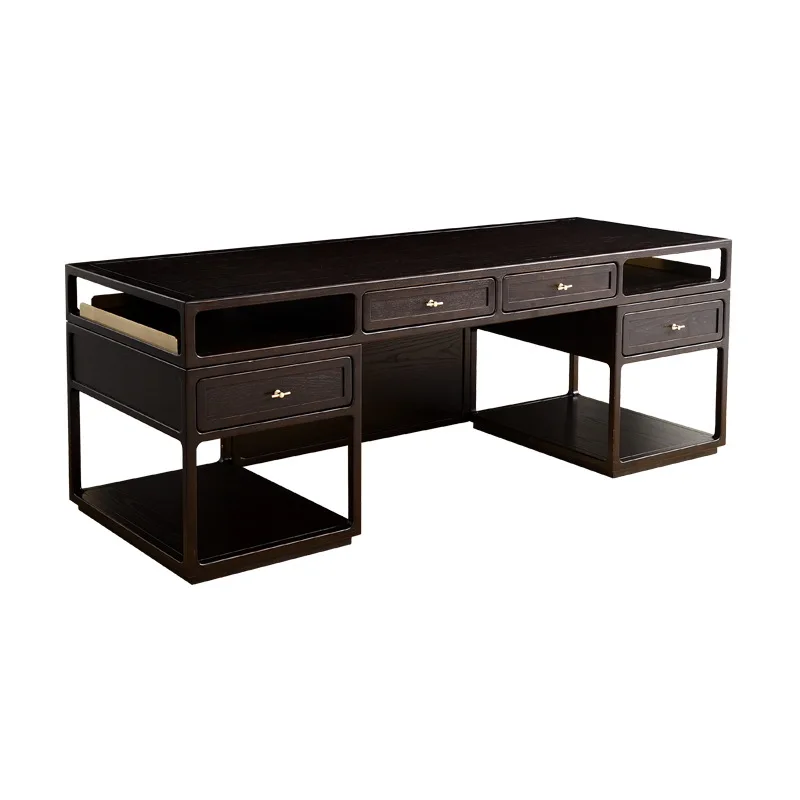 

New Chinese solid wood, boss desk, modern Zen desk, light luxury