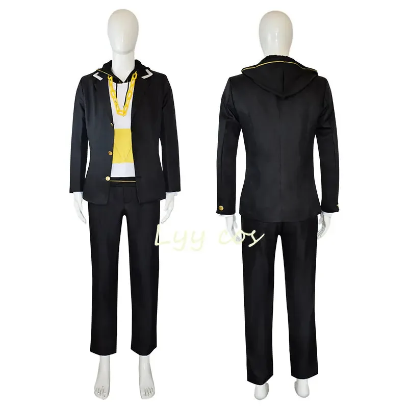 

COSda@Len Cosplay Anime Brother Costume Men Black Jackets Pants Necklace Suit Rin Uniform Halloween Carnival Party Outfitd WigCO