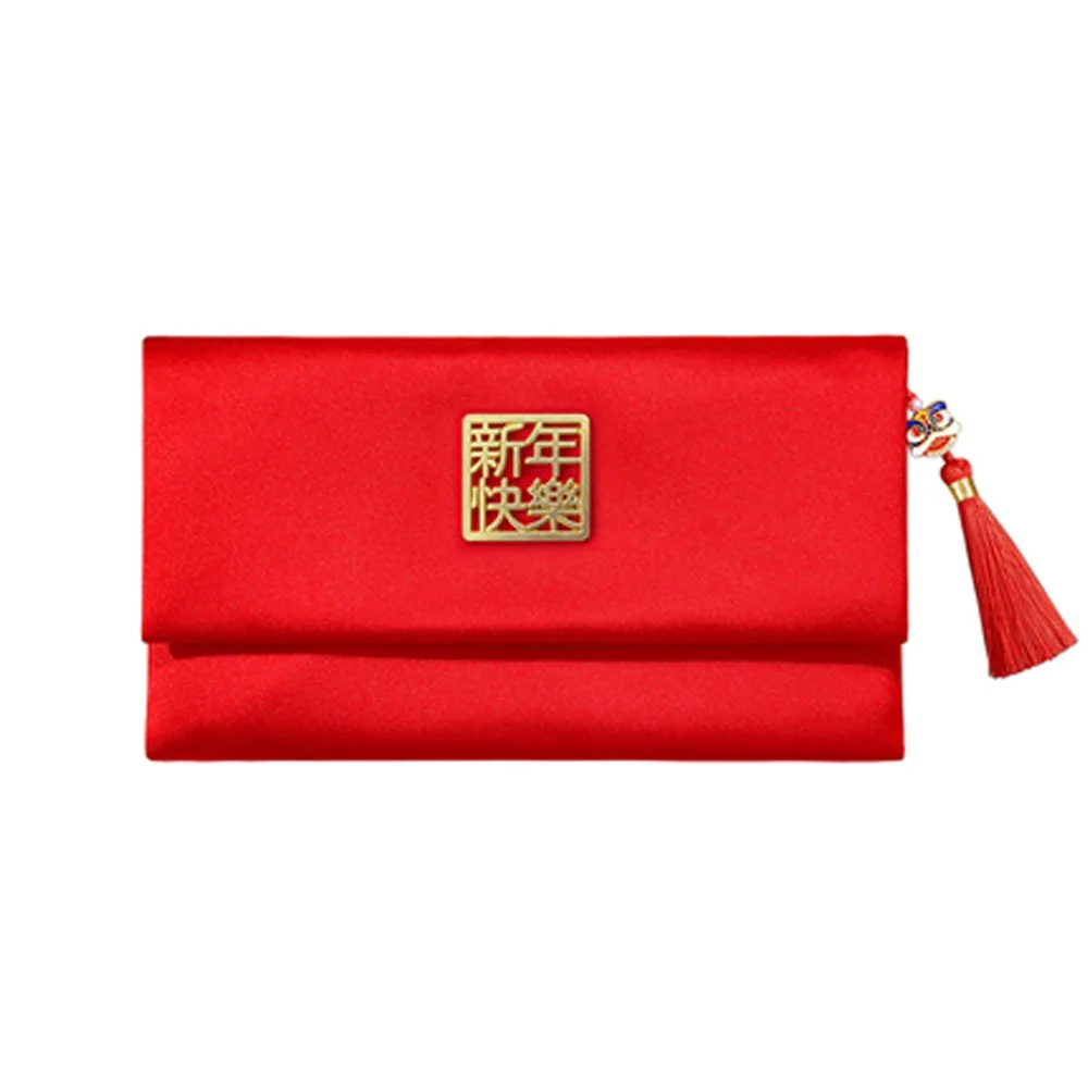 Chinese Style New Year Red Envelope with Tassel Traditional 2026 Lucky Money Bag HongBao Bless Words Wedding Money Pocket