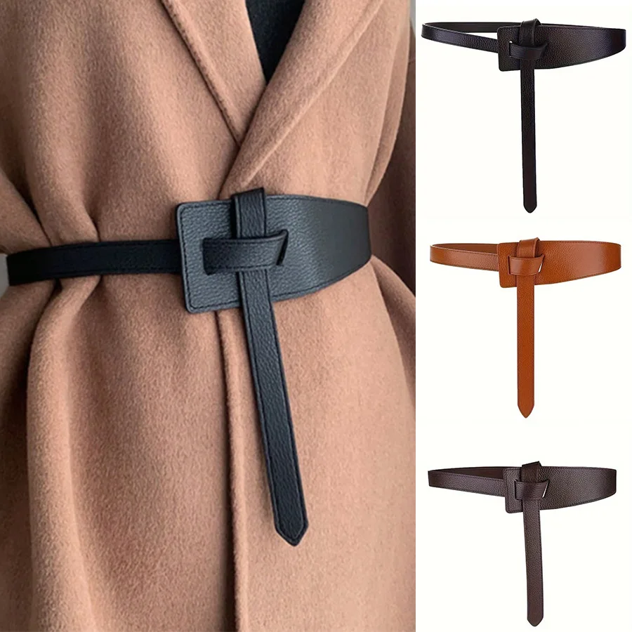 Fashion Design Belts For Women High Quality Knot Soft Pu Leather Long Waistband Female Waist Wide Coat Corset Belt Cummerbunds