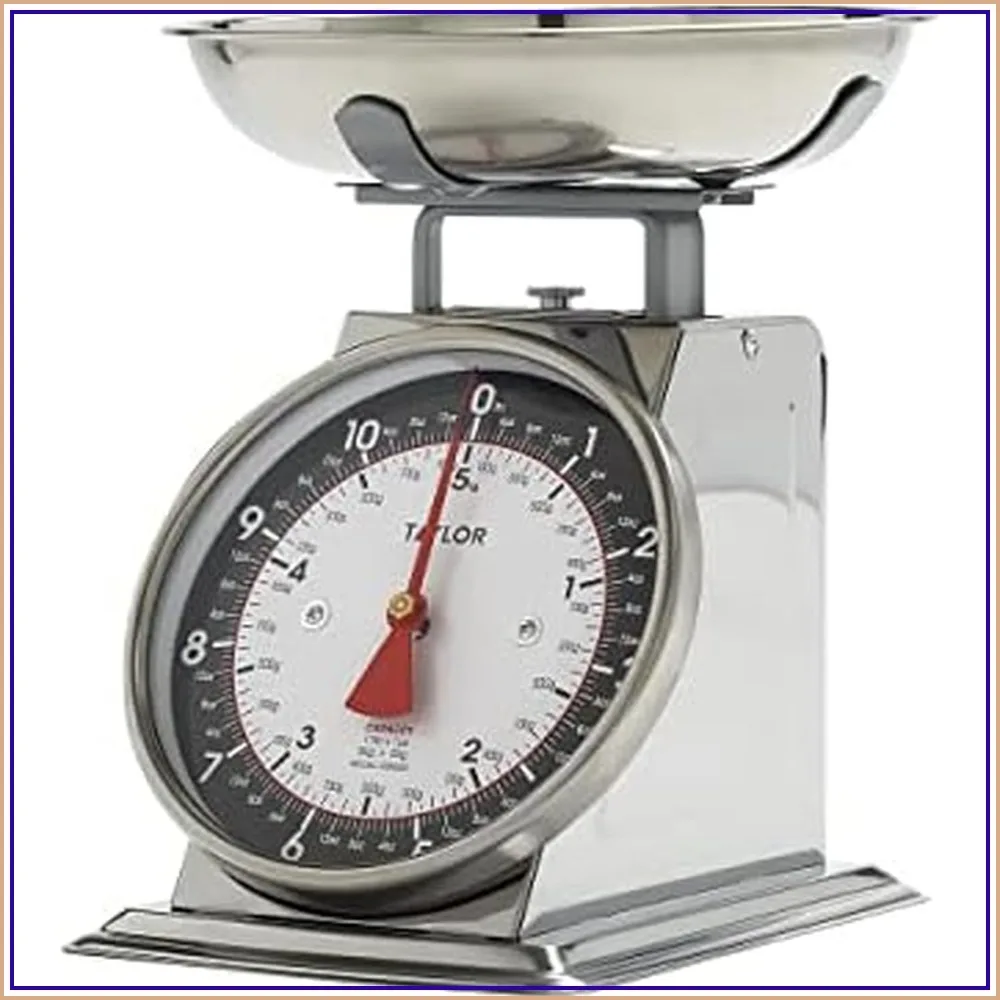 

Mechanical Kitchen Food Scale with Bowl, Weighs Up to 11lbs, Grams and Ounces, Analog Scale for Baking