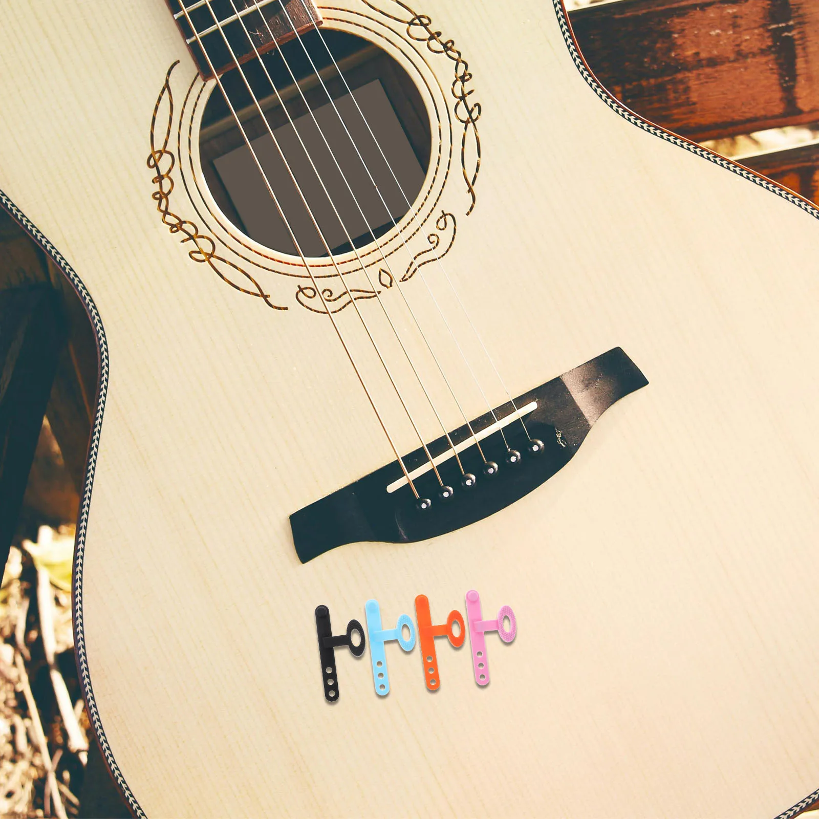 4 قطعة إصبع الغيتار يختار سيليكون إصبع يغطي المضادة للانزلاق لينة قابل للتعديل قبضة للمبتدئين الغيتار الكهربائي الصوتية #4