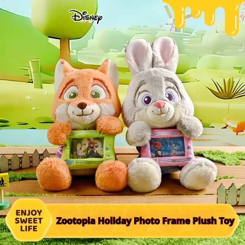 

Disney Zootopia Nick Wilde Judy Hopps Soft Plush Photo Frame Doll DIY Desktop Ornament Birthday Gift For Kids Adults