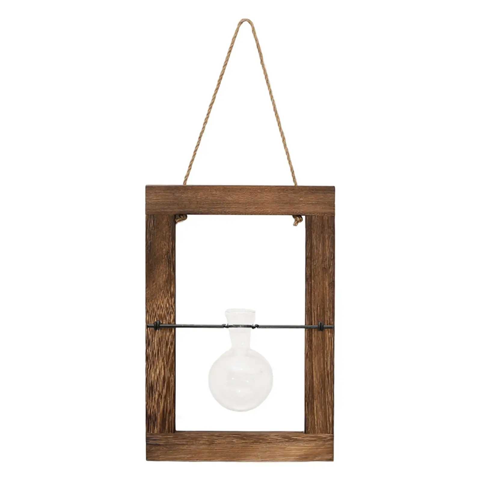 Propagation Station Glass Planter, Bulb Terrarium Vase with Wood Frame, Hydroponics Plants Glass Bulb Vase Holder Decor