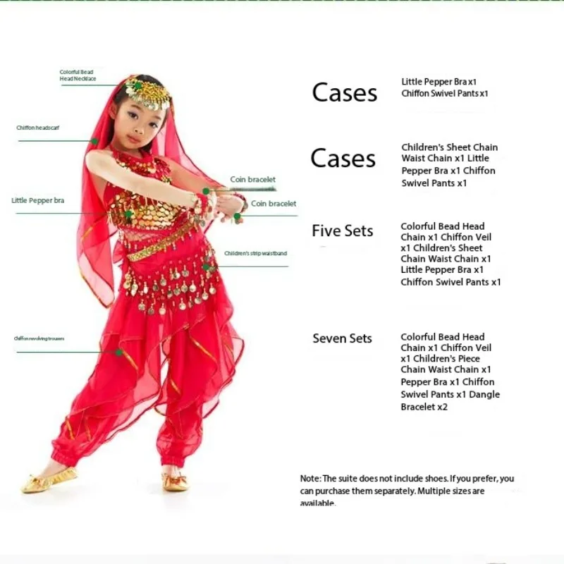 Trajes de dança do ventre infantis personalizados, conjunto para roupas de dança indiana infantil, fantasia de performance no dia das crianças