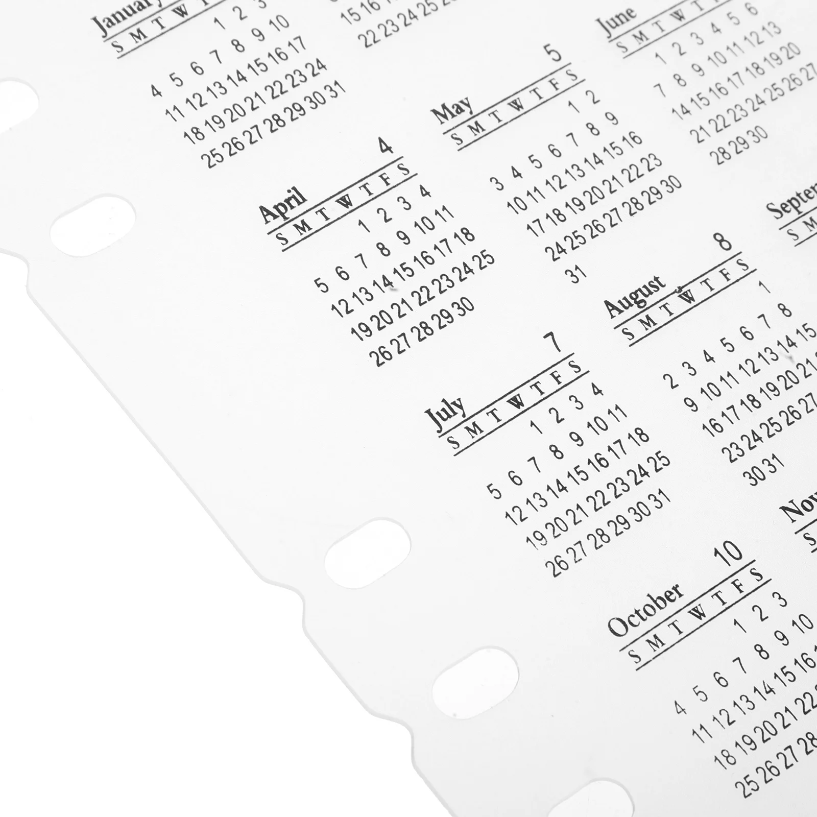 4Pcs Plastic Frosted Calendar Dividers 2026 6-Hole A6 Transparent Binder Inserts Refillable DIY Index Dividers for Planner