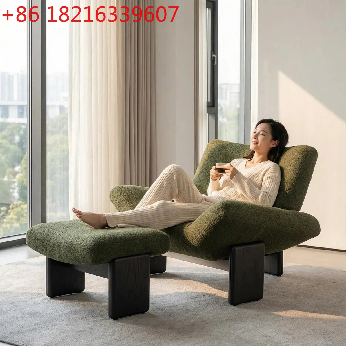 YAO medieval solid wood single sofa chair light luxury leisure chair balcony fabric living room