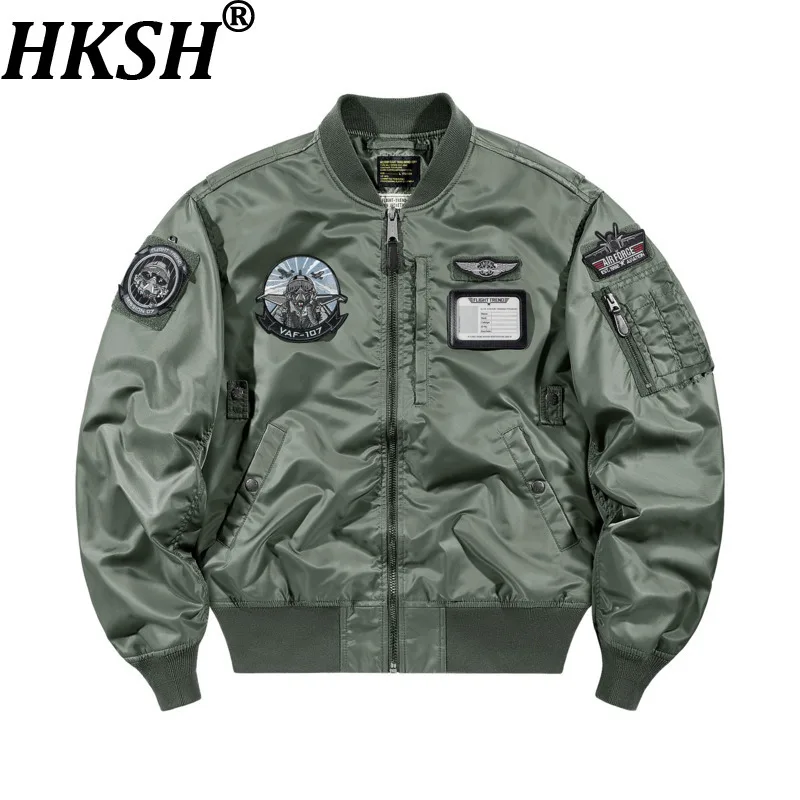 HKSH Embroidered Jacket 2026 Spring Autumn New Men Tide Chic Ins Loose American Safari Style Baseball Jacket Trendy Coat HK27540