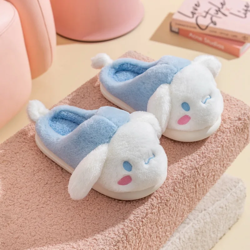 Sanrio Kuromi Cotton Slippers Cartoon Melody Kt Cinnamoroll Autumn Winter Women Warm Indoor Slippers Parent-Child Home Shoes