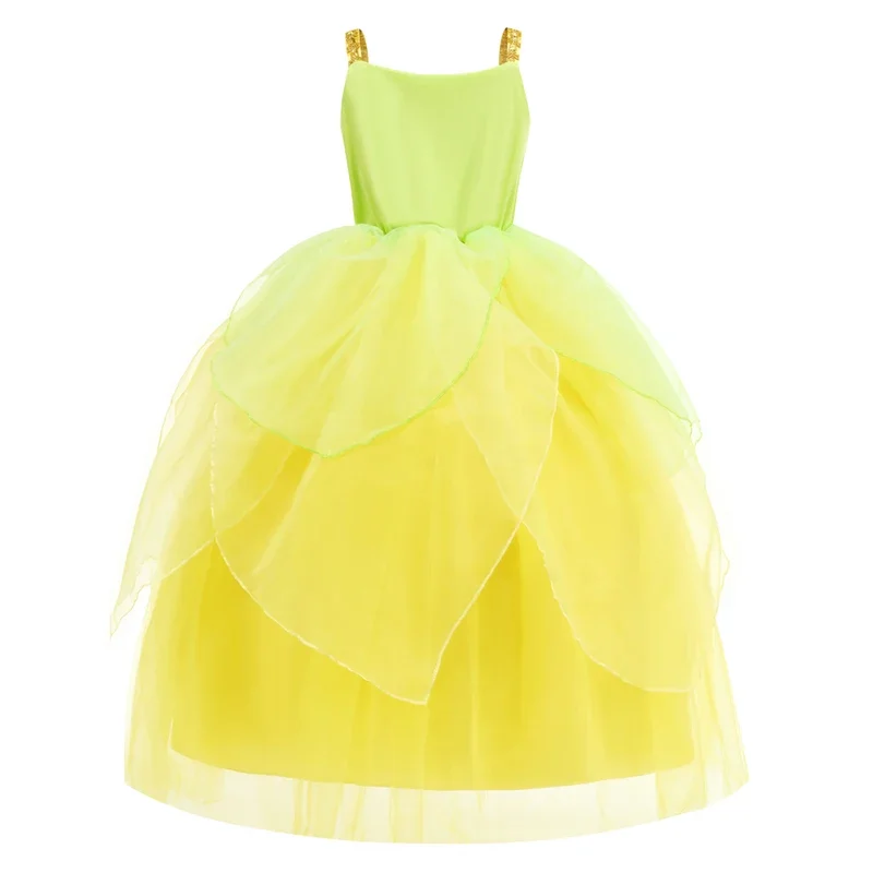 RT01 여자 동화 티아나 코스프레 의상 우아한 공주 그린 파티 드레스 크리스마스 공 가운 공주 개구리 Vestidos * Jk2