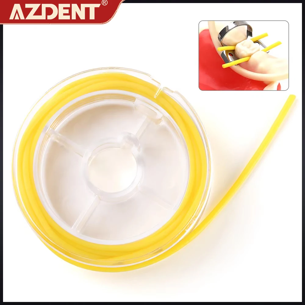 

AZDENT Dental Rubber Dam Stabilizing Cord Medium Size Dia 1.8mm Wedges Line Clamps Sheets Elastic 2.1 Meter Yellow