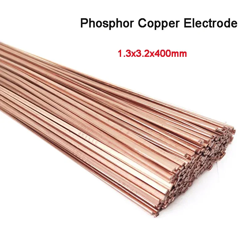 3-10Pcs 1.3x3.2x400mm Copper Electrode Welding Brass Welding Rod Phosphorus Wire Soldering Rod No Need Solder Powder