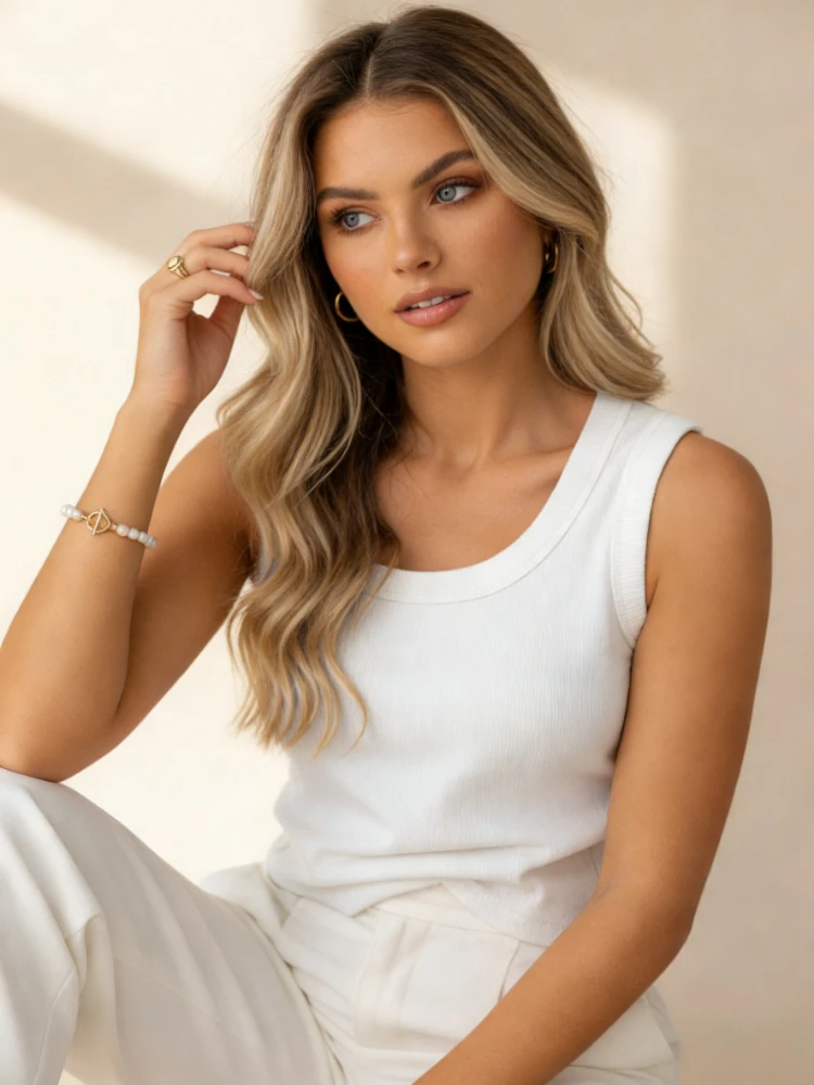 2026 Sommer Ärmellose Damen Tanktops Einfarbige Camisoles Crop-Tops Streetwear Mode O-Ausschnitt Fitness Gestrickte Gerippte Weste