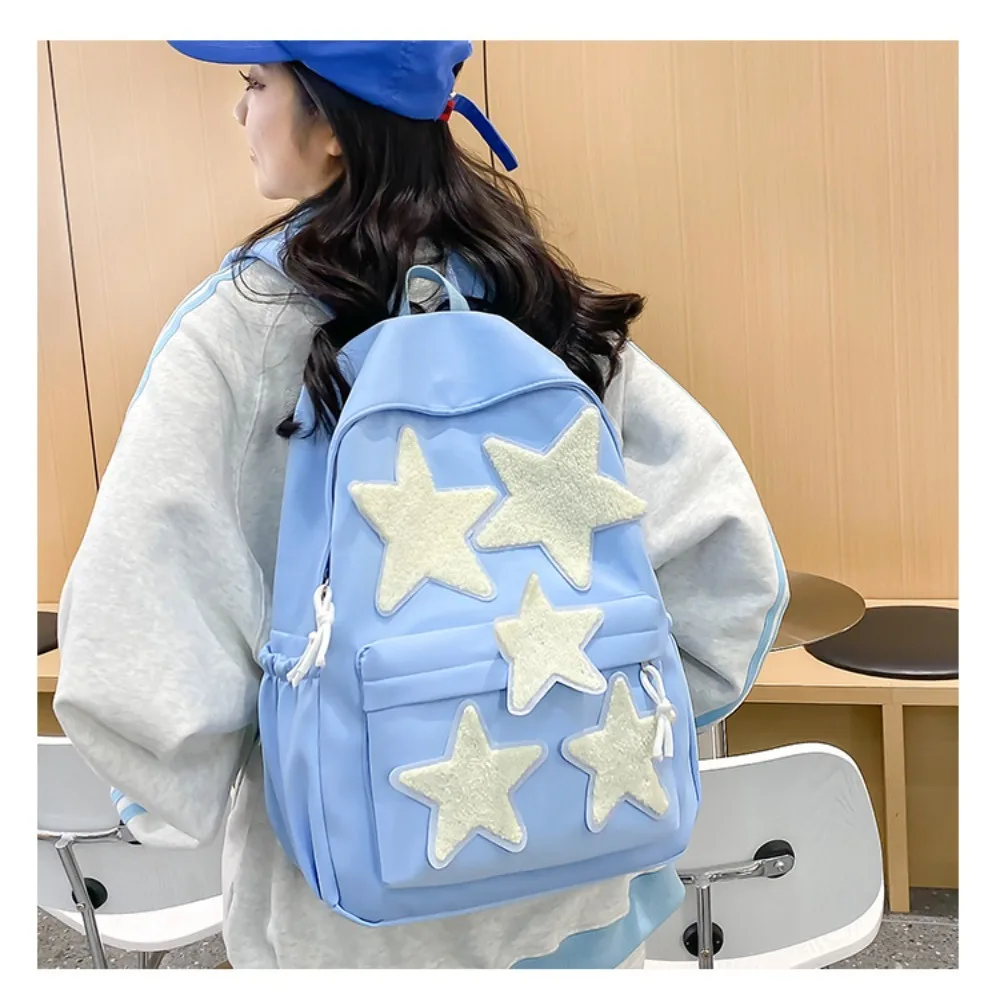 Fashion Stars Backpack Women\'s Waterproof Nylon Canvas Backpack Teenagers Large Capacity Student Schoolbag Travel Bag