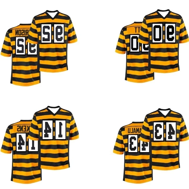 

Модная майка для американского футбола # 92 # 90 # 14 # 43, дышащая футболка из джерси для регби с короткими рукавами, быстросохнущая толстовка унисекс, мото