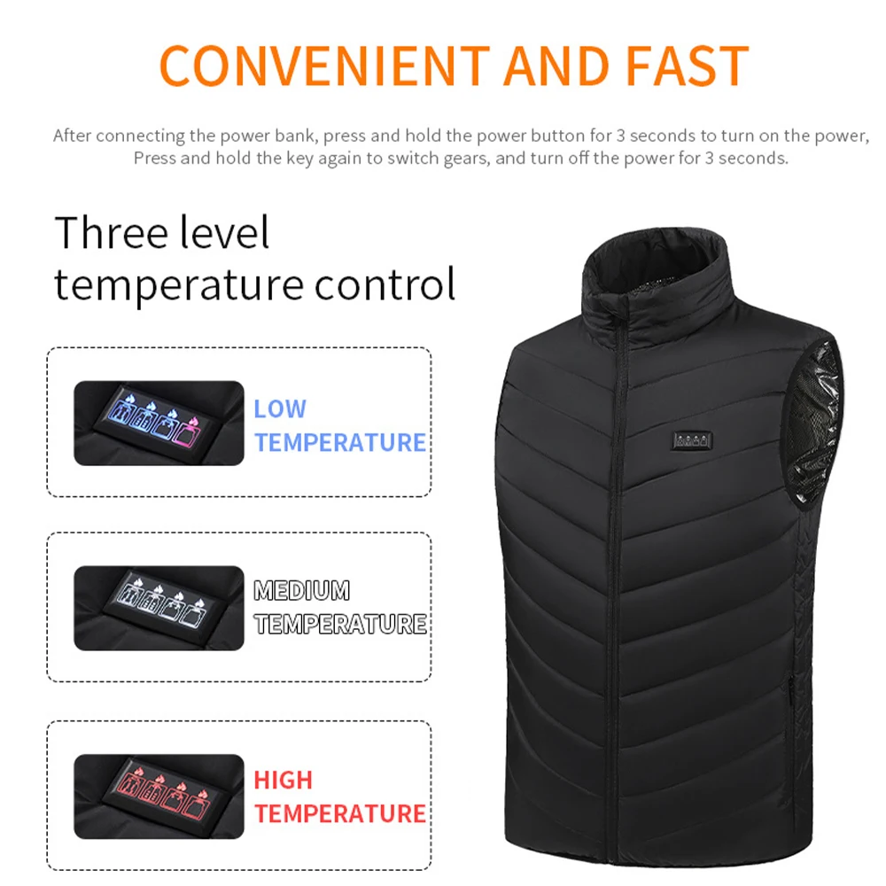 27 Areas USB Heated Vest Sportswear Men Women Winter Sleeveless Heated Coat Outdoor Warm Vest Four Control Switch Heated Clothes