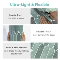 1/10pcs 3D Tile Sticker, Self-adhesive 3D Green Tile Backsplash for Kitchen and Bathroom, Waterproof Mold Resistant, 30x30cm 4