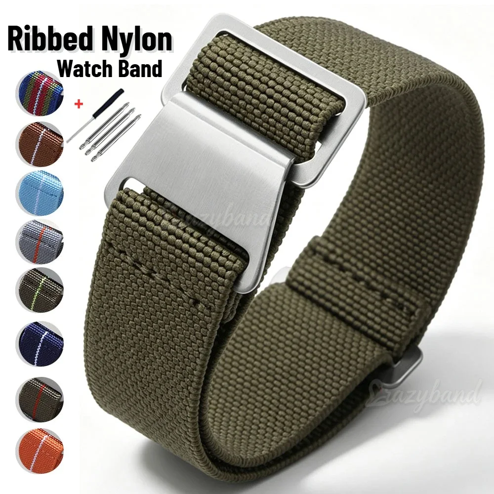 Militär-Fallschirm-Elastik-Nylon-Uhrenarmband 18mm 20mm 22mm Universelles Braunes Sport-Segeltuch für Seiko, Tudor, Rolex Armband
