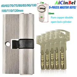 50-120mm Lock Cylinder,Door Cylinder Biased Lock Cylinder AB Double Key Anti-Theft Entrance Brass Door Lock Lengthened Core Keys