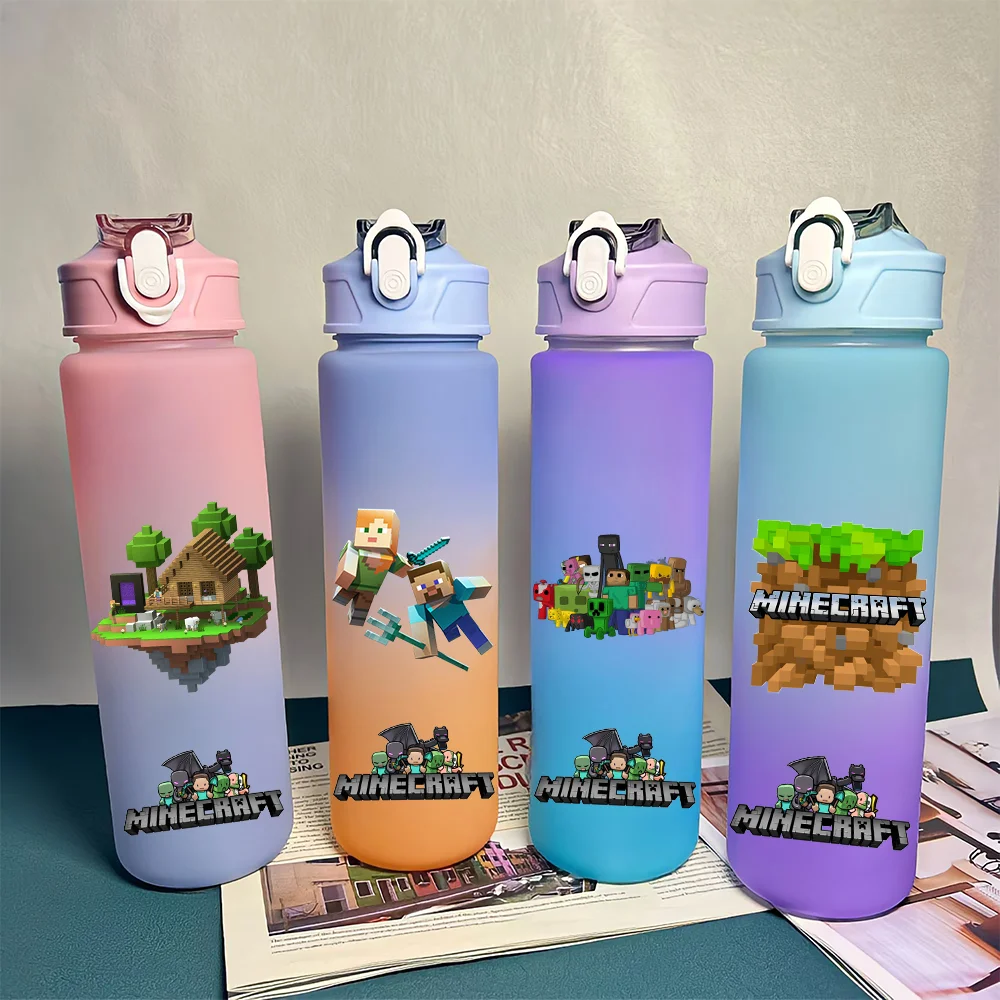 750ML Minecraft Steve Alex Gradient Large Capacity Bottle Outdoor Sports Drinking Bottle Color Cup Child Adult Birthday Gift