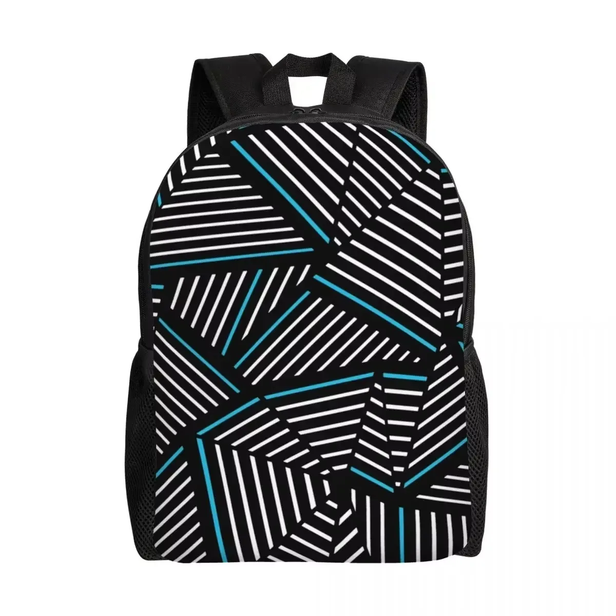

Custom Abstract Lines Geometric Out Double R Navy Laptop Backpack Men Women Casual Bookbag for School College Student Bag