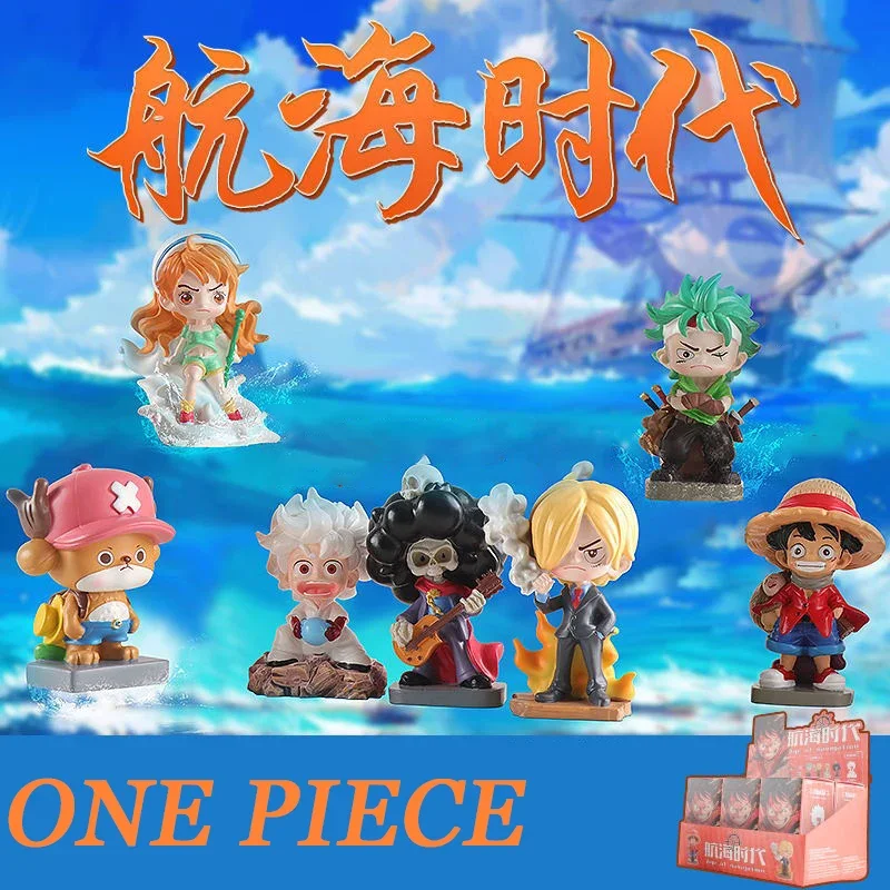 One Piece Blind Box Luffy Figure Nami Sanji Anime Figure Q Version Models Mystery Boxe Surprise Toy Decora Collectible Doll Gift