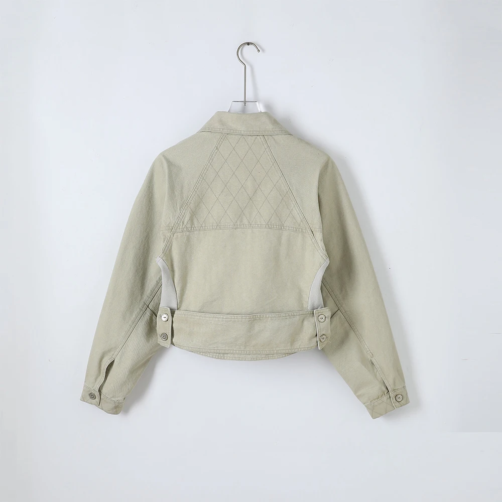 Cotton-Blend Women's Jacket Diamond-Patterned, Waist-Defining, Slim-Fit Single-Breasted Long-Sleeve Jacket Top 2025 Fall/Winter