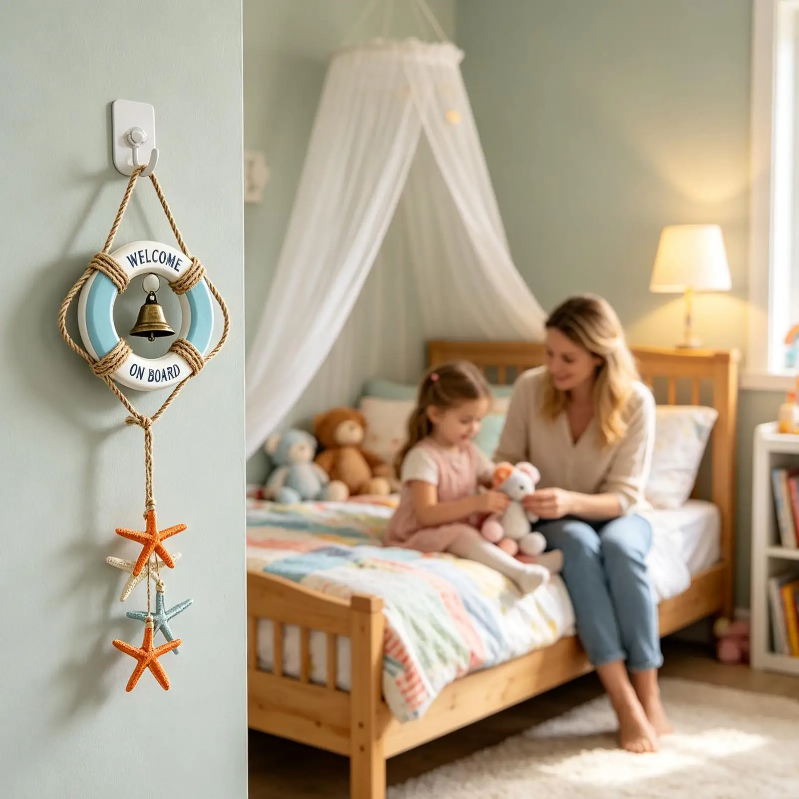 Nautical Decor Hangable Life Ring Wall Pendant With Rope And Bell Nautical Room Decor For Bedroom Entryway Restaurant Cafe Hotel