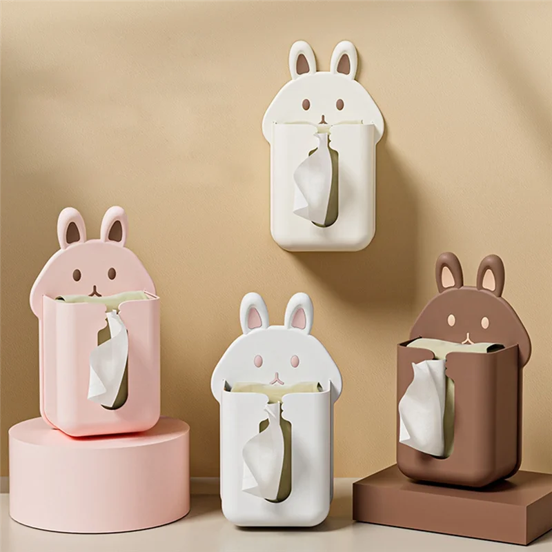A Cartoon Tissue Box Holder Napkin Shelf Wall Mounted Mask Paper Storage Living Room Bathroom Restaurant Tissue Case Durable
