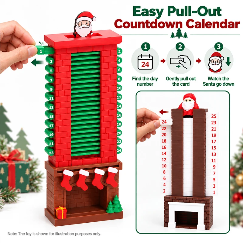 24-day Santa Chimney Christmas Countdown Calendar Reusable Advent Calendar With Pull Tab Design Christmas Home Decoration Gifts