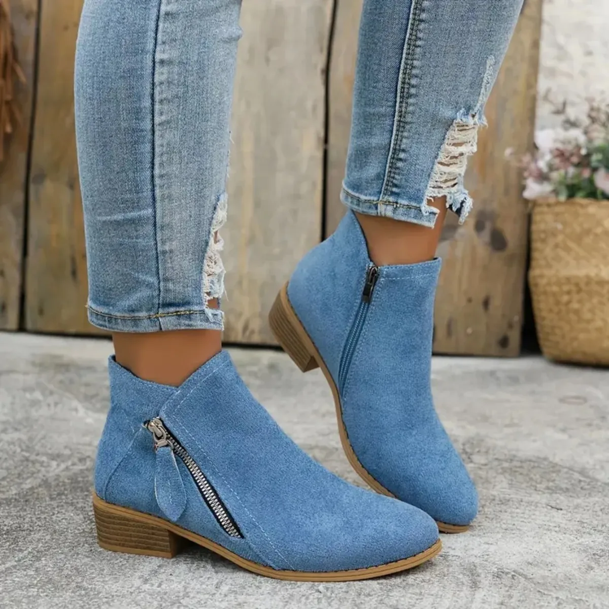 Damenstiefel Herbst/Winter Seitliche Knöchelstiefel für Damen mit niedrigem Absatz und niedrigem Schaft im College-Stil für Studentinnen, bequeme Outdoor-Schuhe. – Detail 7
