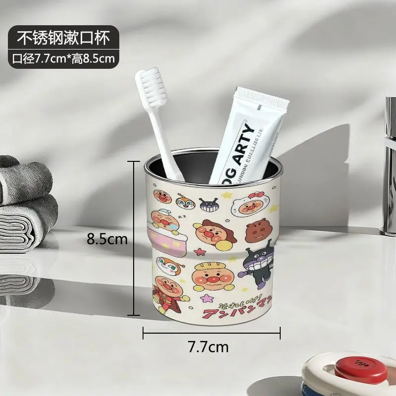Bandai Anpanman Cute Cartoon  Toothbrush Cup 304 Stainless Steel Texture Broken-Resistant Anime Peripheral Interesting Gift