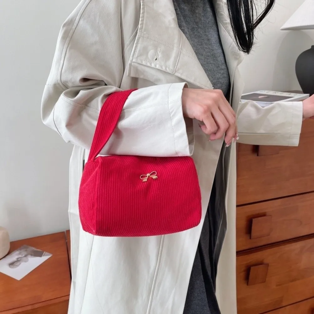New Large Capacity Corduroy Pillow Bag Zipper Soft Makeup Toiletry Bag Portable Crossbody Handbag Women