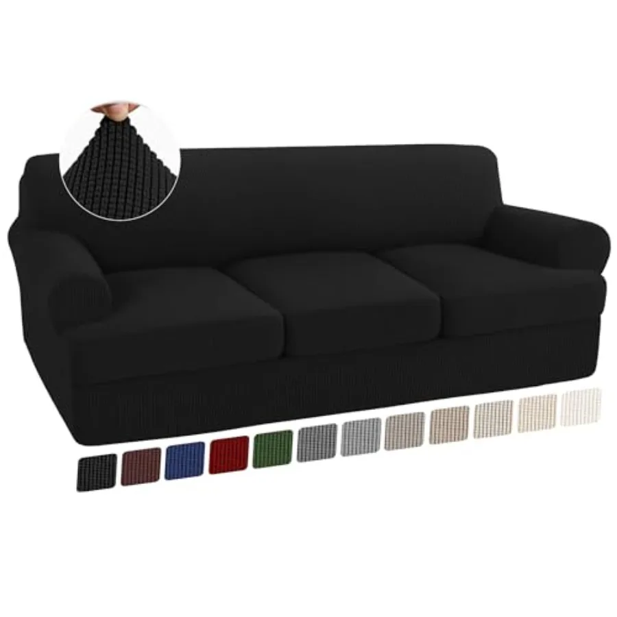 

4 Piece T Cushion Sofa Slipcovers Stretch Couch Cover Furniture Covers with 3 Individual T Cushion Covers Machine Washable 3 Cu