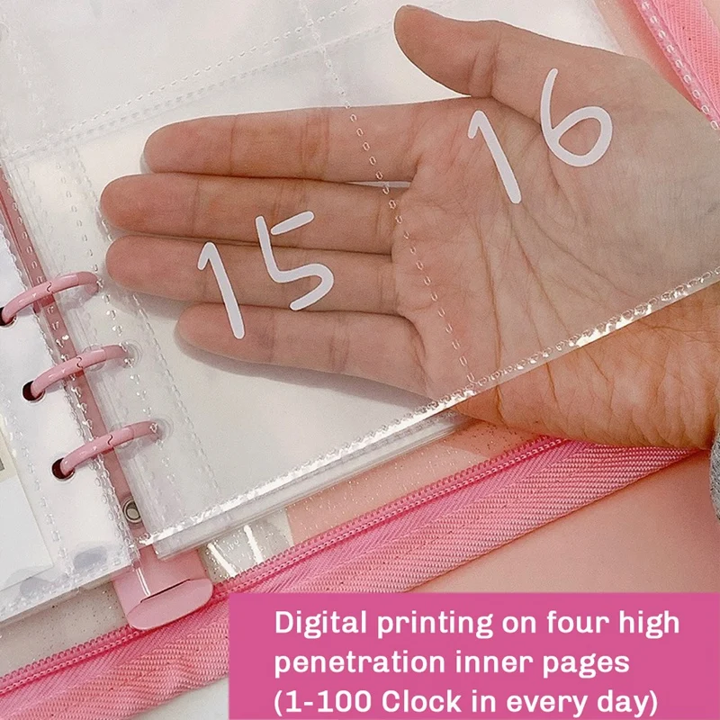 T04C-100 Envelope Challenge Binder Savings Binder For Save 5050 With Cash Envelopes For Budget Planning With Zipper Cover