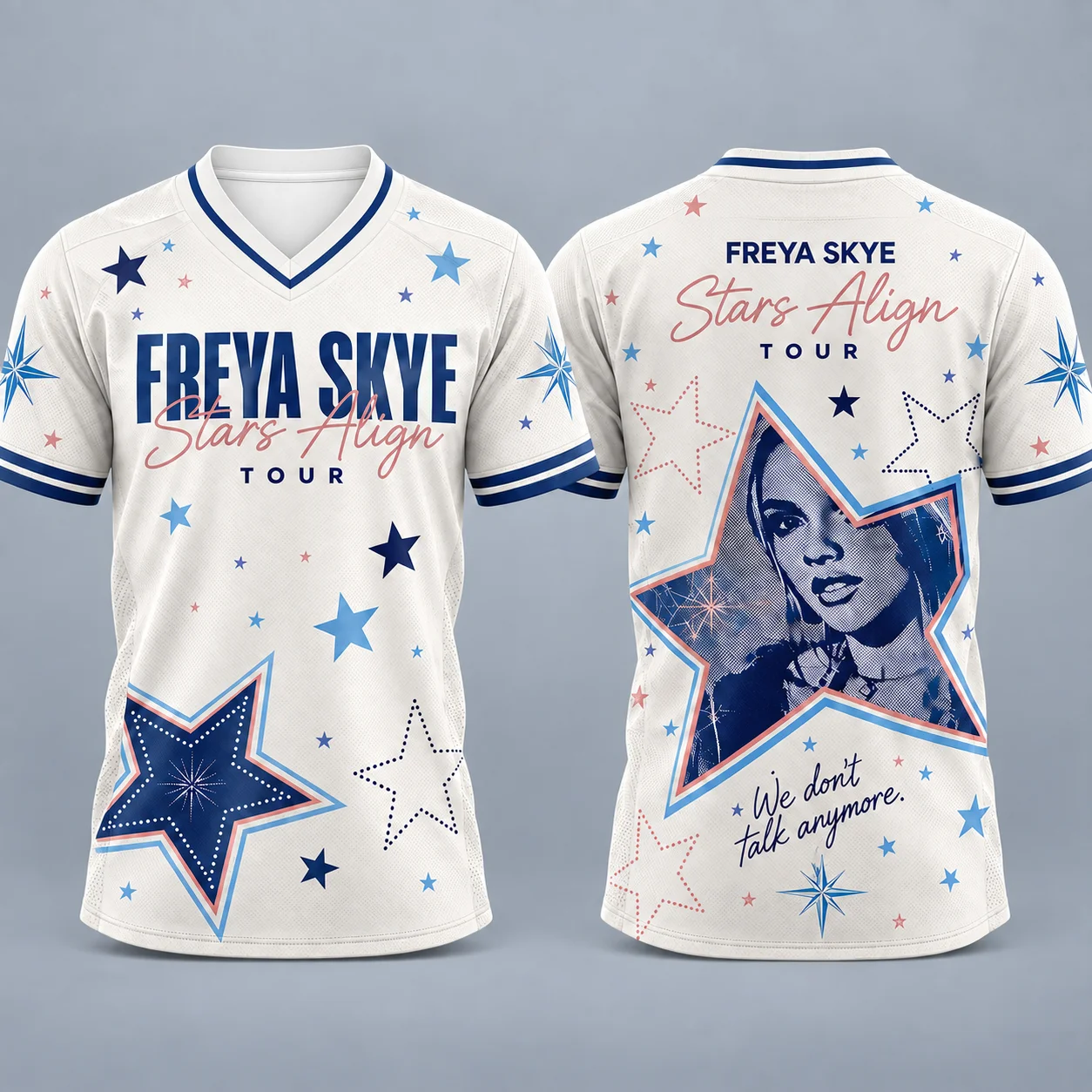 27 Freya Skye Stars Align Tour 2026 Jersey Football Tee for Men Women  V-neck Oversize Breathable Quick Drying Streetwear Top