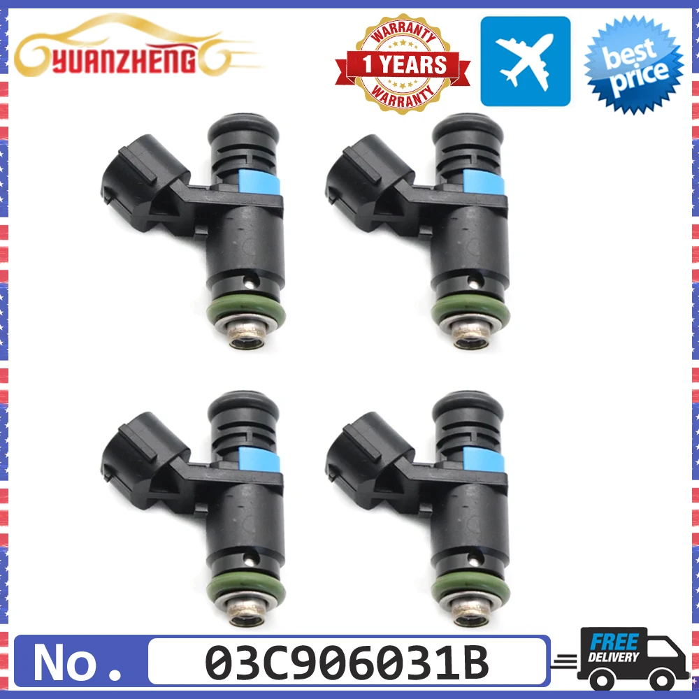 Pack 4pcs Fuel Injectors Nozzle 03C906031B Fit For Volkswagen Polo 1.6L For Skoda Octavia Superb 1.6L