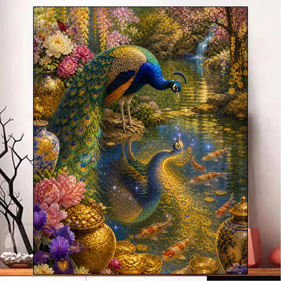 Full Square Round Diamond Painting Fantasy Peacock Embroidery Cross Stitch Kits Diamond Mosaic Handicraft Home Decoration