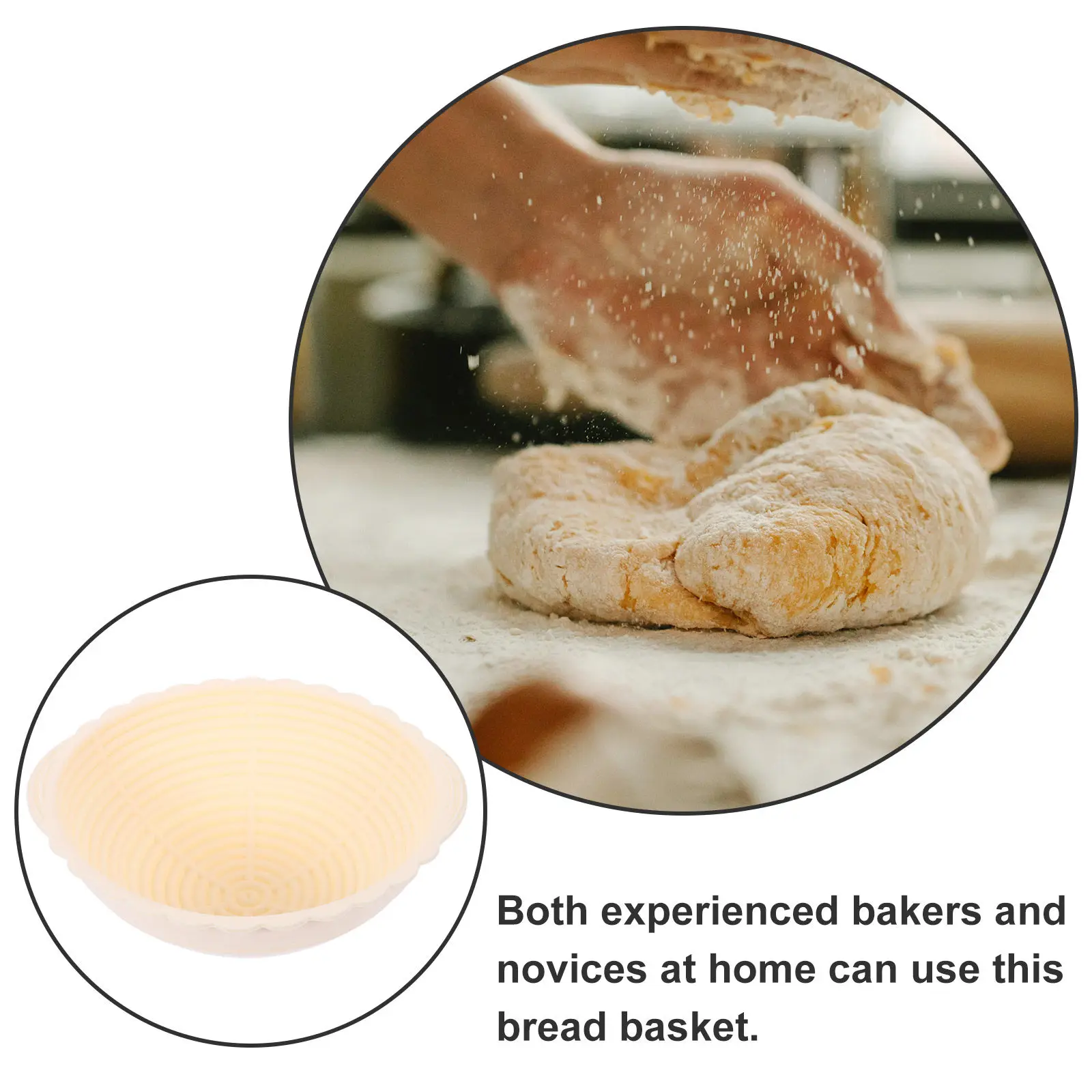 Silicone Bread Proofing Basket Round Sourdough Banneton for Dough Rising Oven Safe Reusable Non Stick Baking Supplies