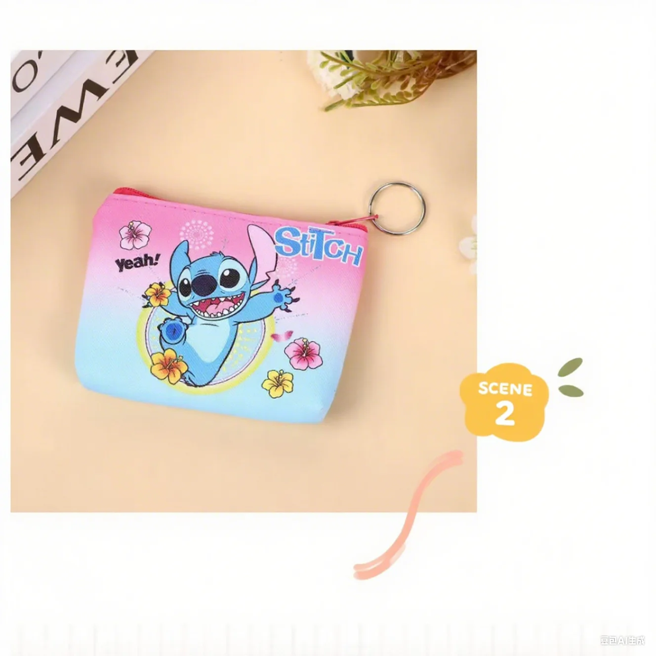 Dompet Koin Anime Stitch Kawaii, Dompet Resleting Kartun Modis, Tempat Kartu Pelajar, Tas Penyimpanan Kartu Identitas, Paket Kartu, Hadiah Natal