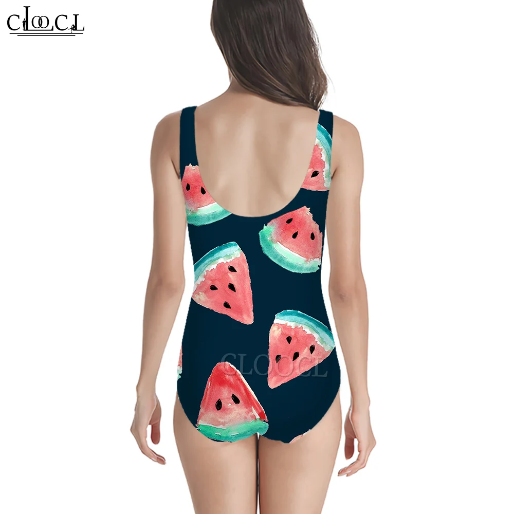 CLOOCL Harajuku Swimsuit for Women Fruit Watermelon Print Bathing Suit Monokini Female Push Up Sportswear Bathing Suit New