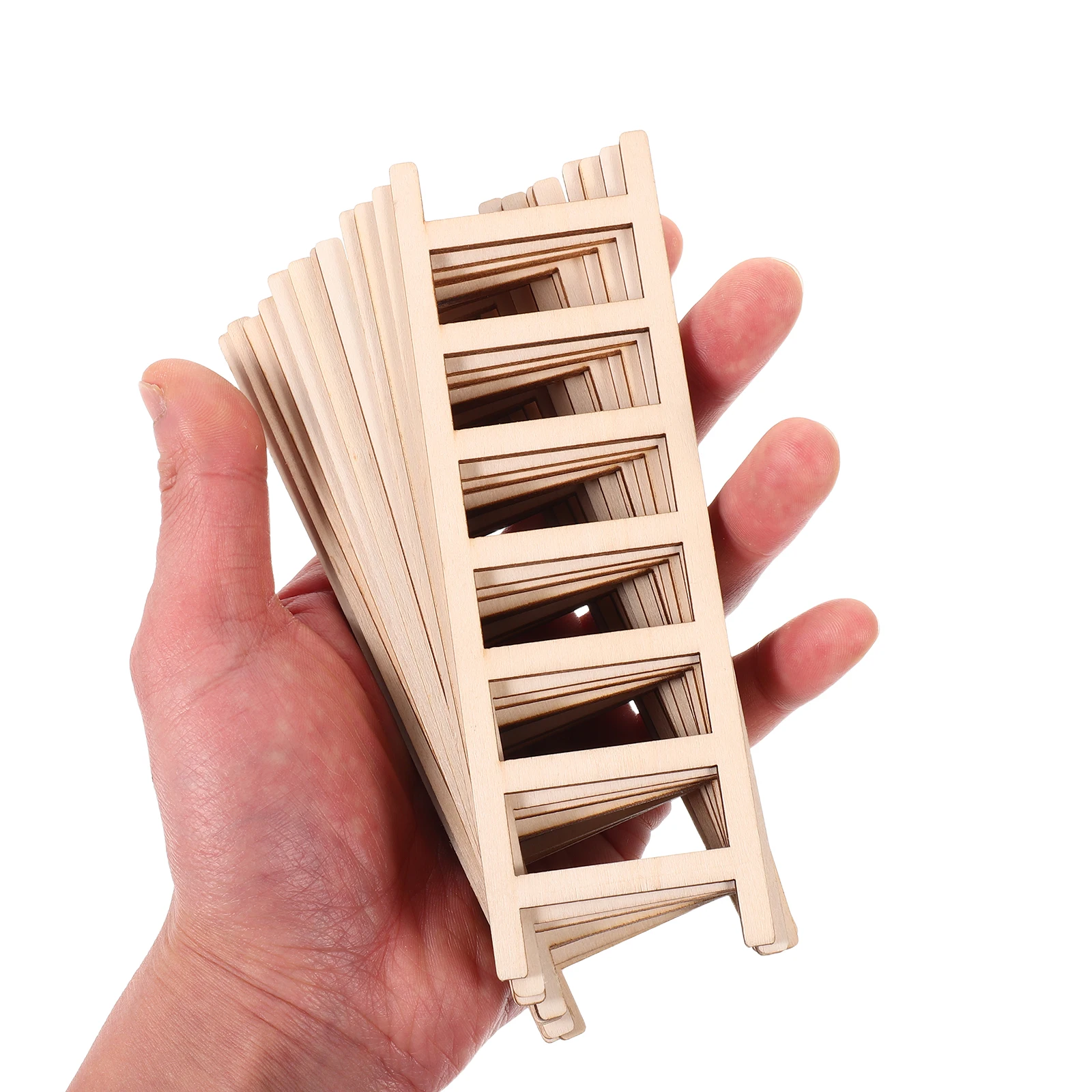 

12Pcs Mini Wooden Staircase Hand Crafted Natural Finish Ladder for Micro Landscape DIY Craft Display Decor Aesthetic