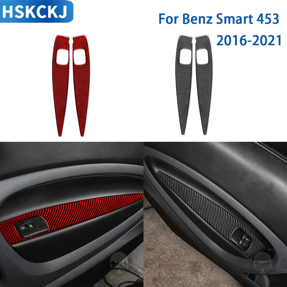 

Для Benz Smart 453 2016 2017 2018 2019 2020 2021 аксессуары из углеродного волокна для интерьера автомобиля оконные панели управления декоративные наклейки