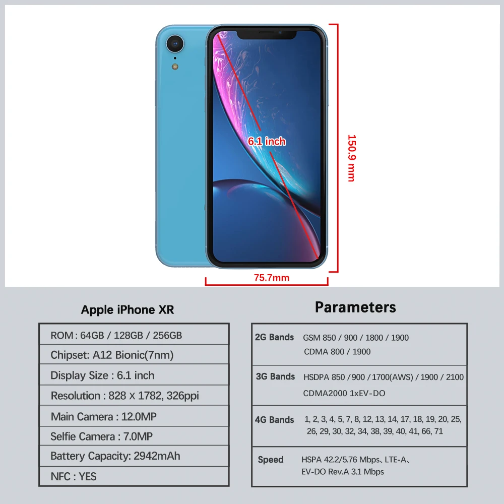 Apple iPhone XR Used 4G LTE Mobile Phone Unlocked 6.1