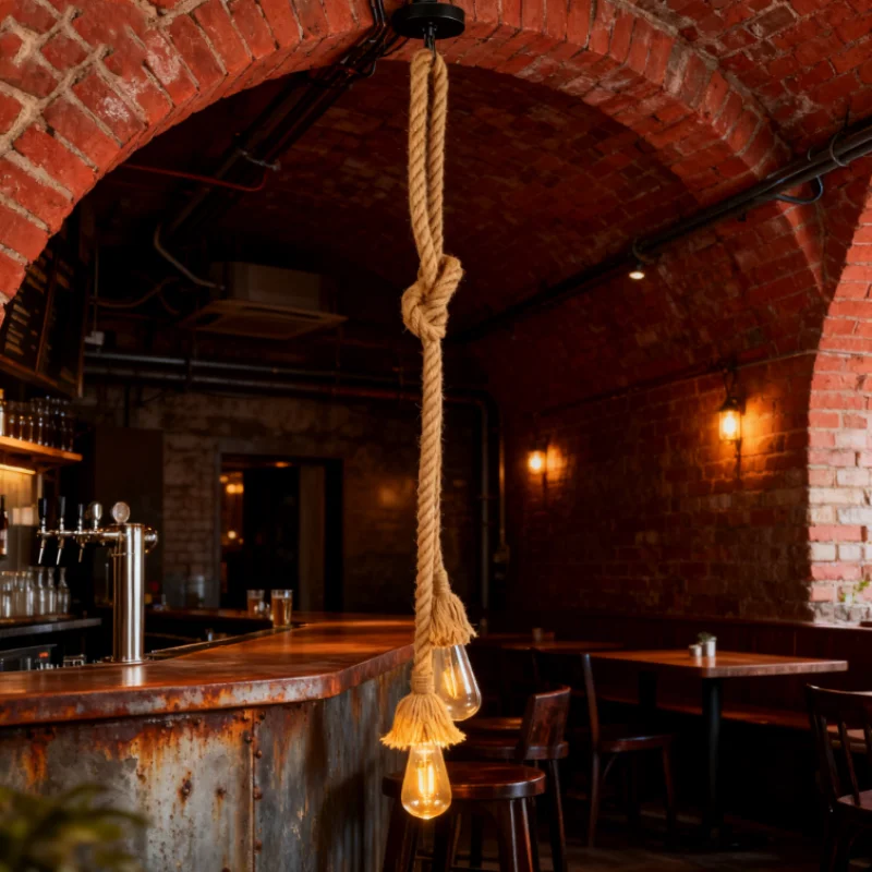 

Люстра из пеньковой веревки, ретро, индустриальный стиль, одежда, кофейня, барная стойка, ресторан, американское деревенское украшение, личность