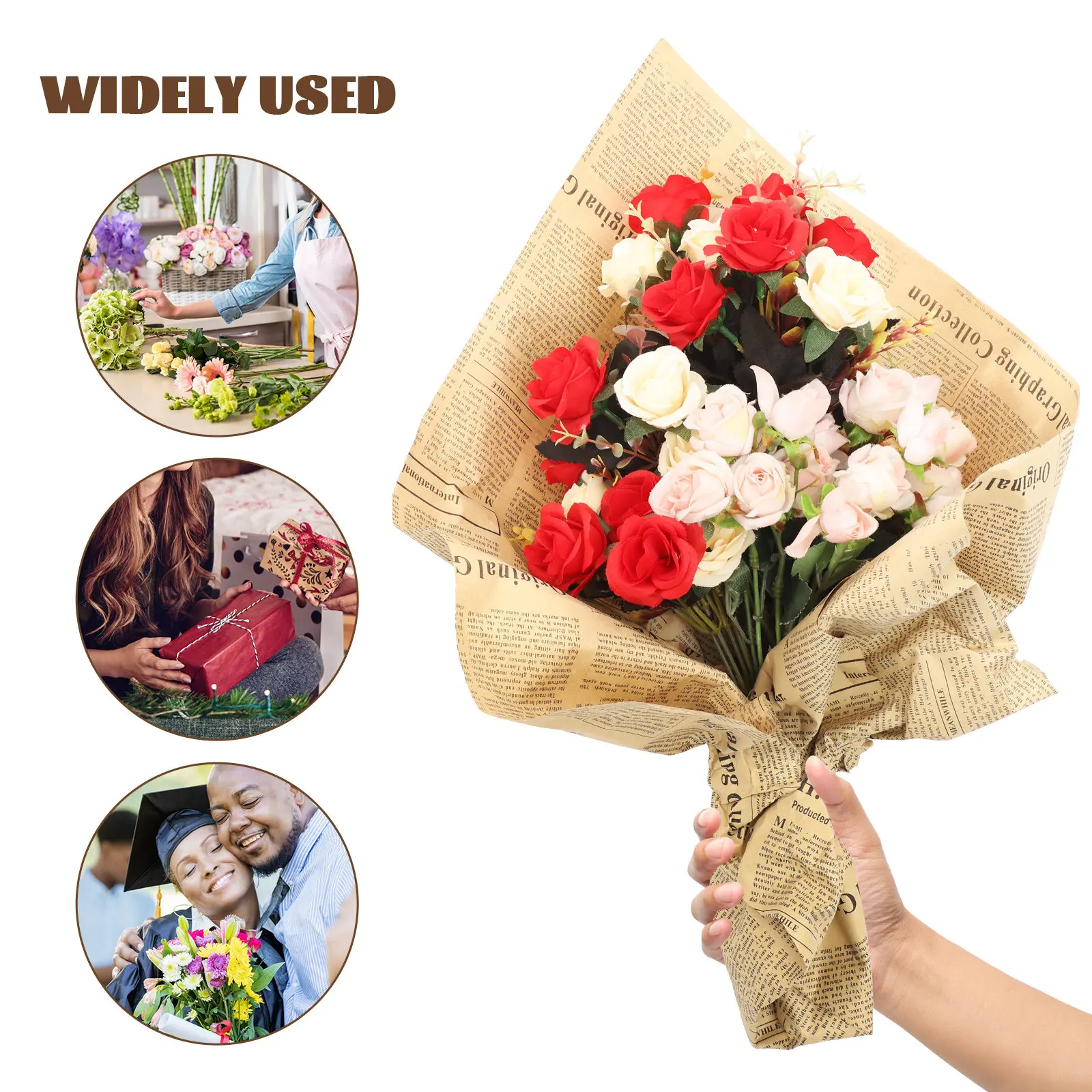 กระดาษห่อของขวัญลายหนังสือพิมพ - Flower Wrap Kraft บทวิจารณ์และราคา