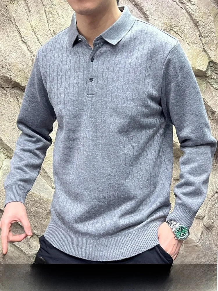 

Thiened Wool Blend Silk Knitted Sweater Collared Fce Lined Base Layer Sweatirt for Men And Women Daily Wear Winter 2025