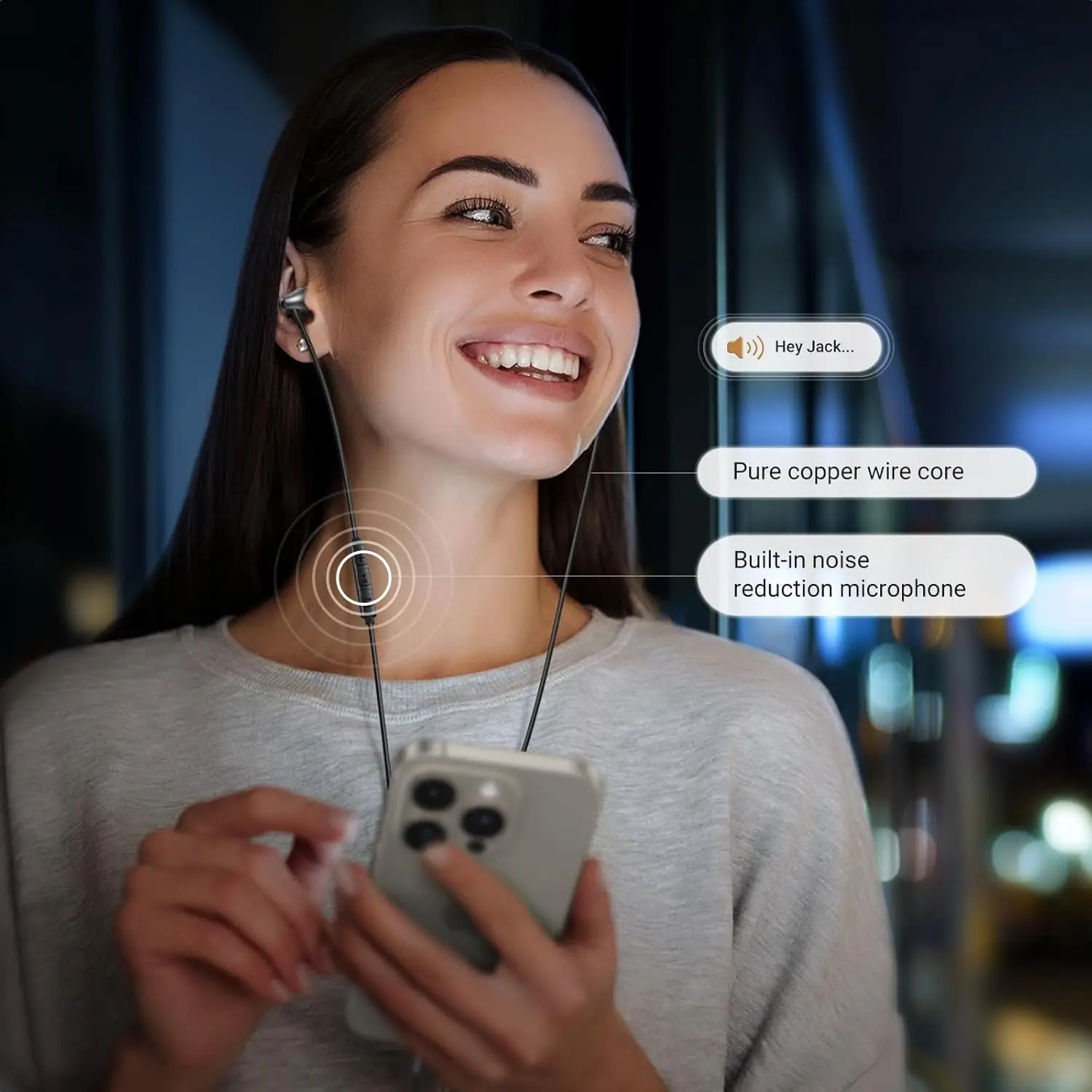 سماعات UGREEN USB C سلكية مع ميكروفون وتحكم في مستوى الصوت، سماعات أذن سلكية ستيريو هاي فاي من النوع C خفيفة الوزن بتصميم مريح