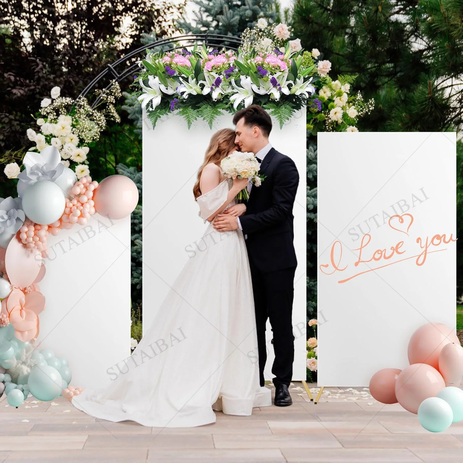 Cubierta de arco de boda de 3 uds., cubierta de fondo cuadrada ajustada para soportes de fondo, arco de LICRA para decoración de fiesta de cumpleaños y boda